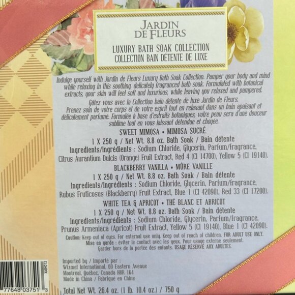 Gift Set of 3 Bath Salts Soak Jardin de fleurs NIB Bathroom Relax Self Care - Picture 3 of 7